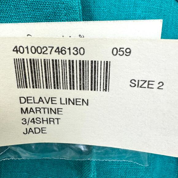 Chico's Womens Delave Button Front Shirt Size L 100% Linen 3/4 Summer Jade - Picture 4 of 7